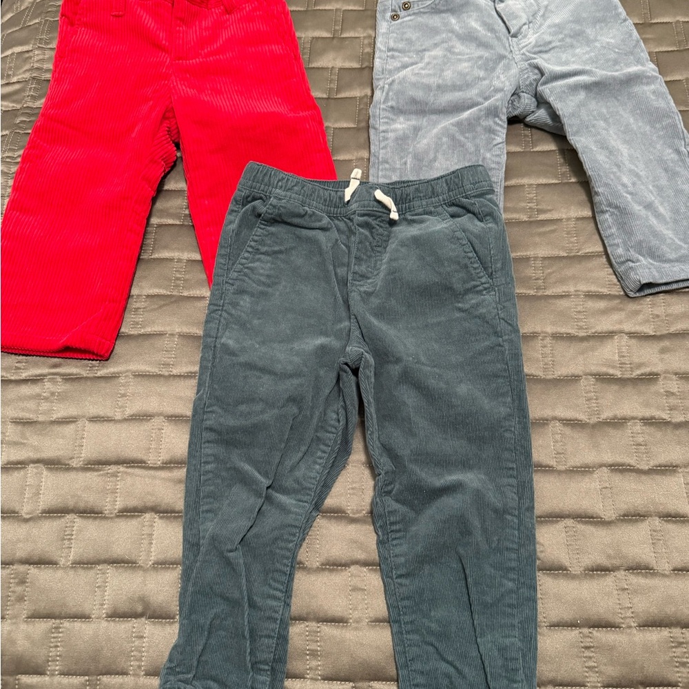 Janie & Jack Kids Corduroy Pants Set - Red, Gray, Blue